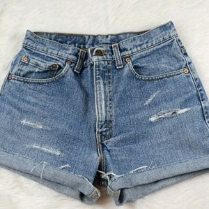 Vtg Levis 550 Distressed High Waist Cut Off Shorts